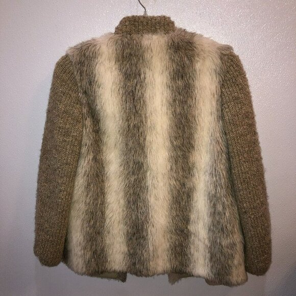 Vintage D Esprit Dubrowsky Perlbinder Womens Small Faux Fur Knit Coat Jacket S - Picture 6 of 8
